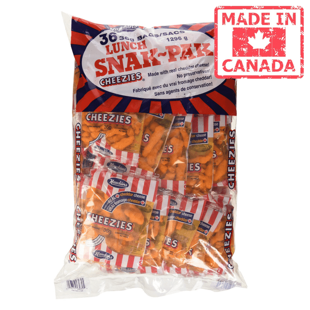 Hawkins Cheezies Corn Snacks Snack-Pak, 36 Bags × 36 g (1.3 oz) — Cheddar Cheese Flavored Snack Pack