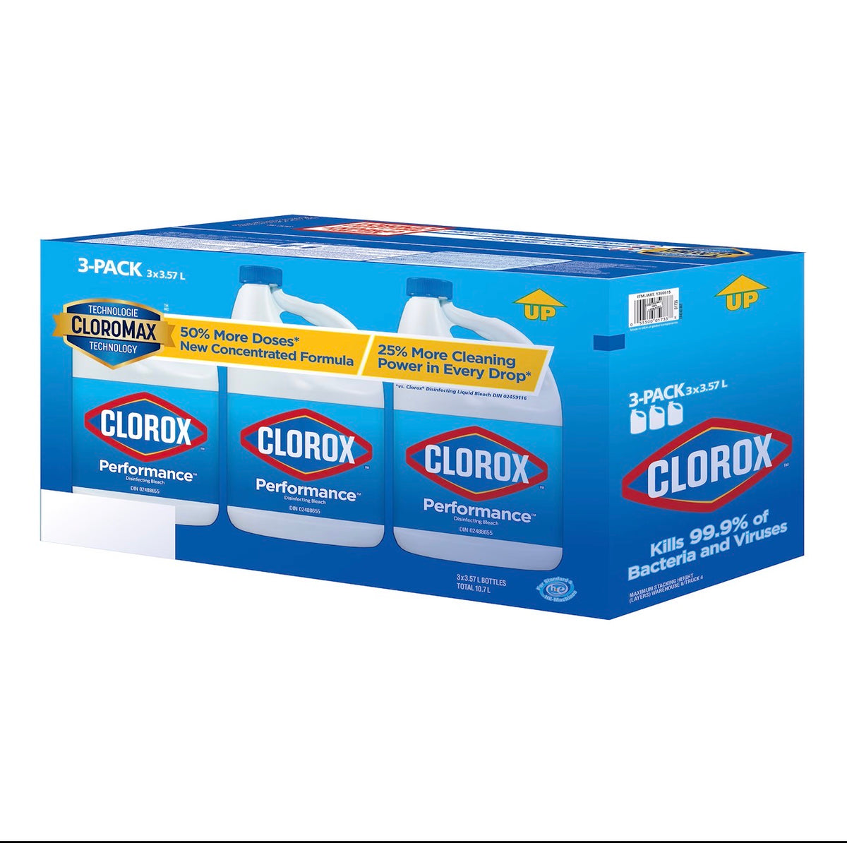 Clorox Performance Disinfecting Bleach, 3.57L, 3-pack