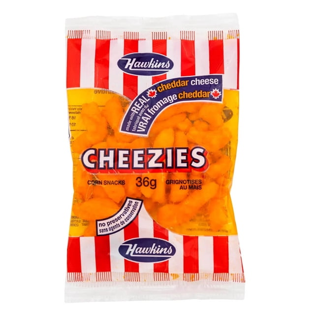Hawkins Cheezies Corn Snacks Snack-Pak, 36 Bags × 36 g (1.3 oz) — Cheddar Cheese Flavored Snack Pack
