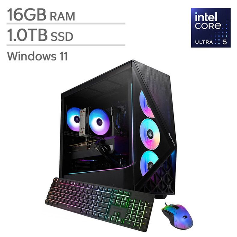 iBUYPOWER Gaming Desktop PC with Intel Core Ultra 5, 16GB RAM & 1TB SSD