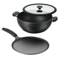 Tramontina Cast Iron Deep Kadai & Flat Tawa 3-Piece Cookware Set