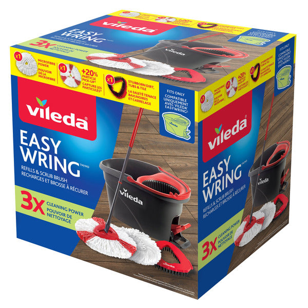Vileda Easy Wring 3-Piece Refill & Scrub Brush Set