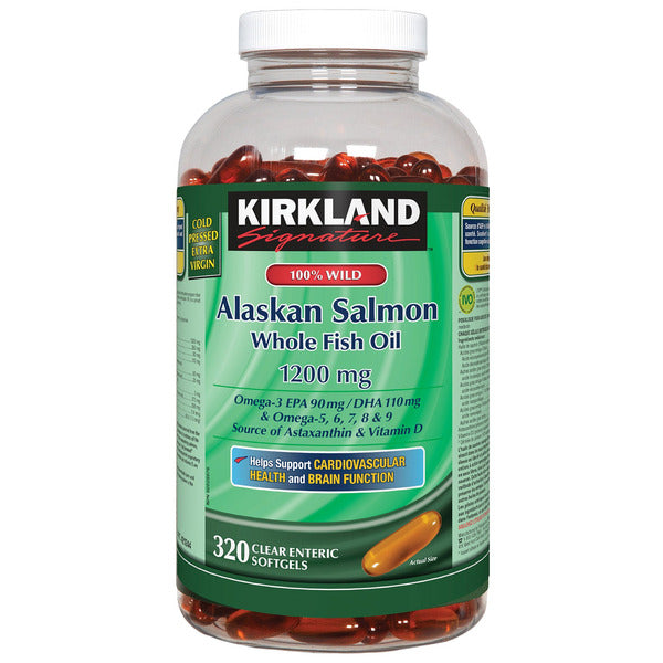 Kirkland Signature 100% Wild Alaskan Salmon Whole Fish Oil Softgels