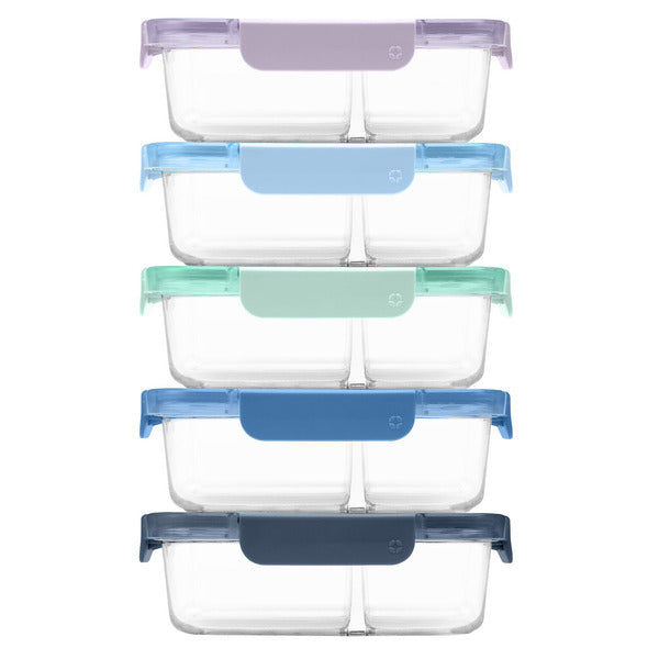 Ello Colour Lock Divided Glass Meal Prep Container 10-Piece Set