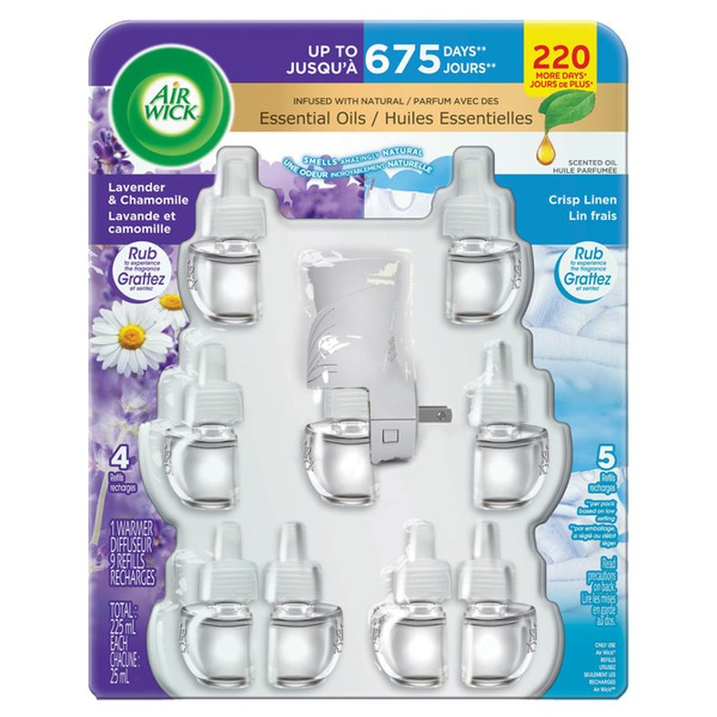 Air Wick Scented Oil Plug-in Crisp Linen & Lavender & Chamomile 1 Warmer & 9 Refills