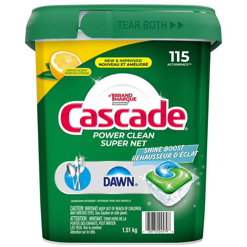Cascade Power Clean Shine Boost Lemon Scent Dishwasher Detergent ActionPacs