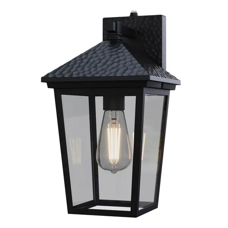 Hammered Black Outdoor Wall Lantern