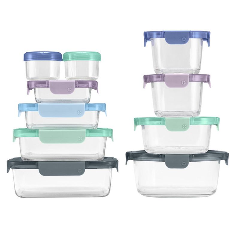 Ello Color Lock Mixed Glass Meal Prep Food Storage 20-Piece Set