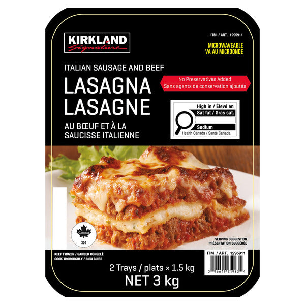 Kirkland Signature Sausage & Beef Lasagna