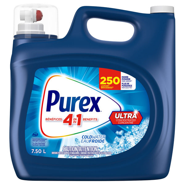 Purex Cold Water 4-in-1 Ultra Concentrated Laundry Detergent, 250 Loads