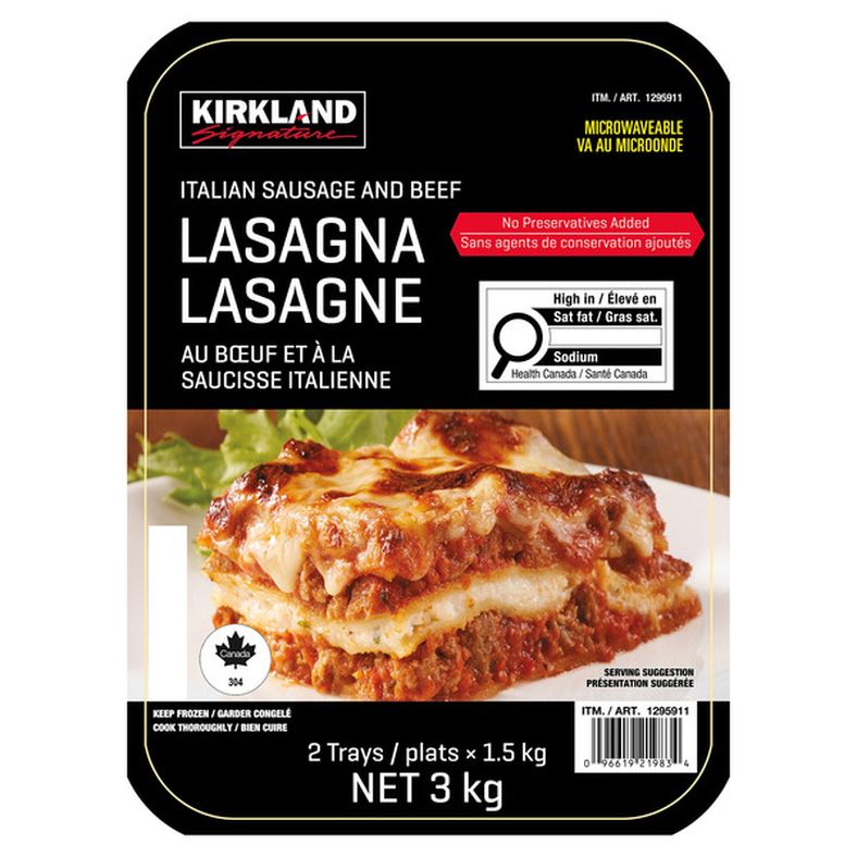 Kirkland Signature Sausage & Beef Lasagna