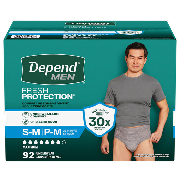 Depend Men's Maximum Absorbency Underwear, Small/Medium