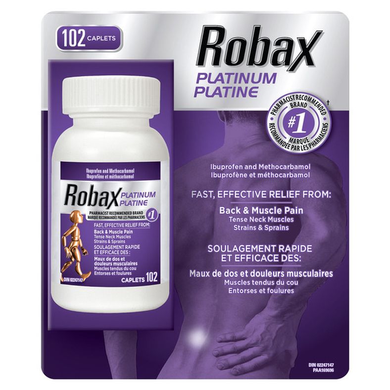 Robax Platinum Ibuprofen & Methocarbamol Caplets on Card