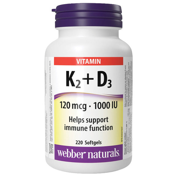 Webber Naturals Vitamin K2+D3 120 mcg / 1000 IU