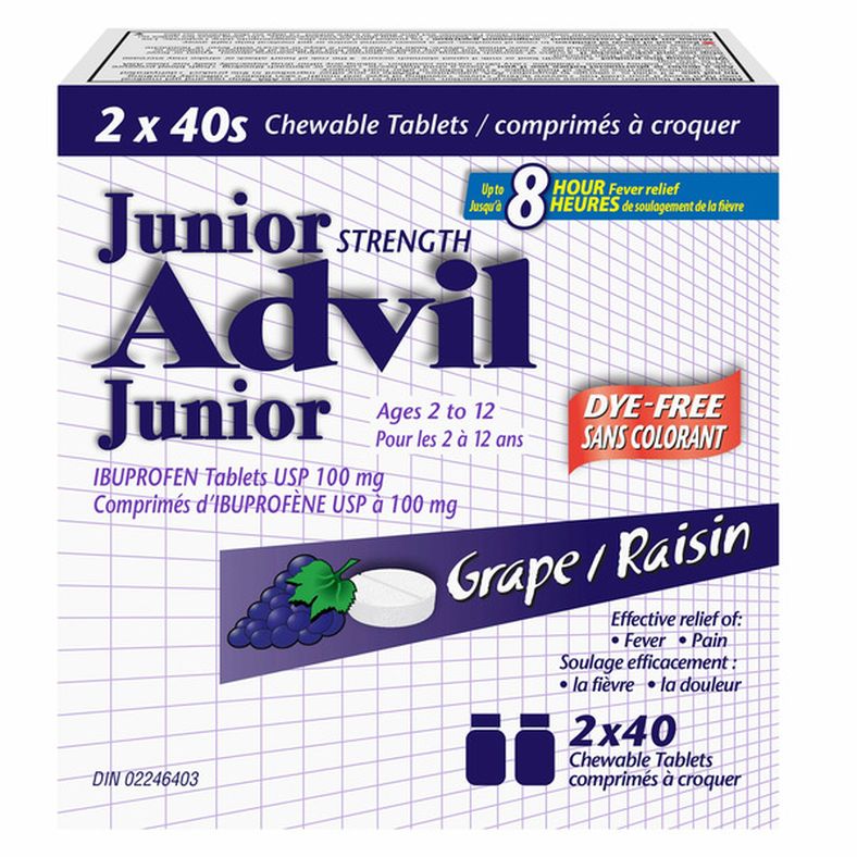 Advil Grape Junior Strength Chewable  Ibuprofen Tablets