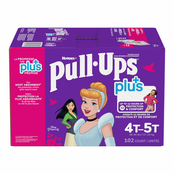 Huggies Pull-Ups Plus Training Pants Size 4T to 5T Girl, 102-pack