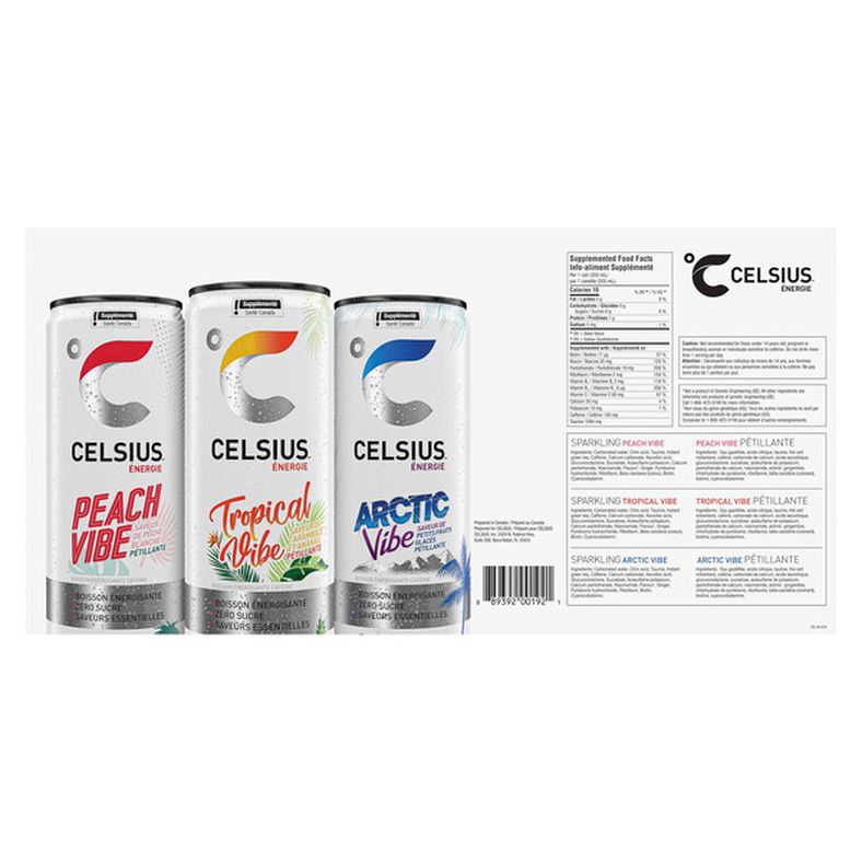 Celsius Sparkling Vibes Variety Pack, Zero Sugar Energy Drink