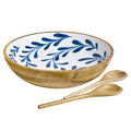 Maison Neuve Enamelled Mango Wood Salad Bowl & Servers
