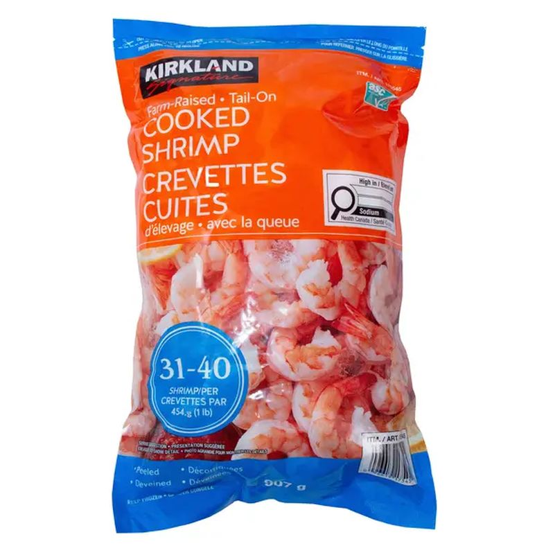 Kirkland Signature Frozen Cooked Tail-On Shrimp