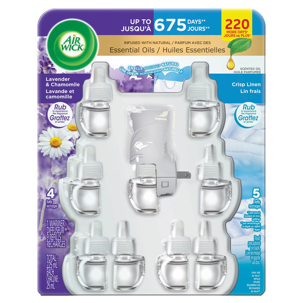 Air Wick Scented Oil Plug-in Crisp Linen & Lavender & Chamomile 1 Warmer & 9 Refills