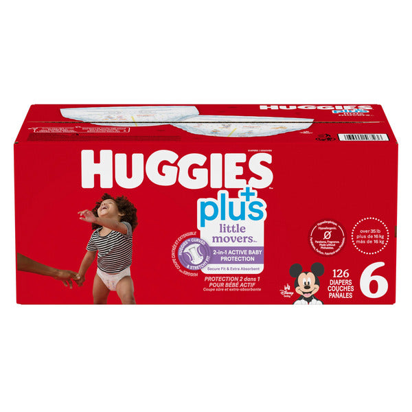 Huggies Little Movers Plus Diapers, Size 6, Pack of 126