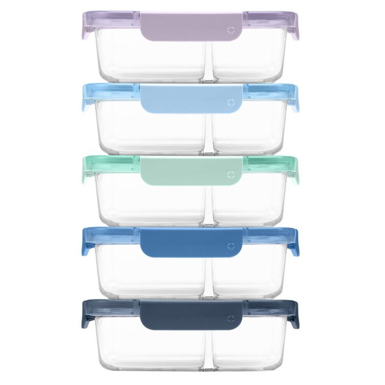 Ello Colour Lock Divided Glass Meal Prep Container 10-Piece Set