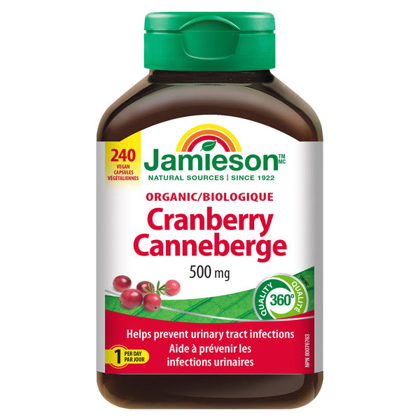 Jamieson 500mg Organic Cranberry Vegan Capsules