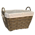 Faux Rattan Rectangular Basket With Liner