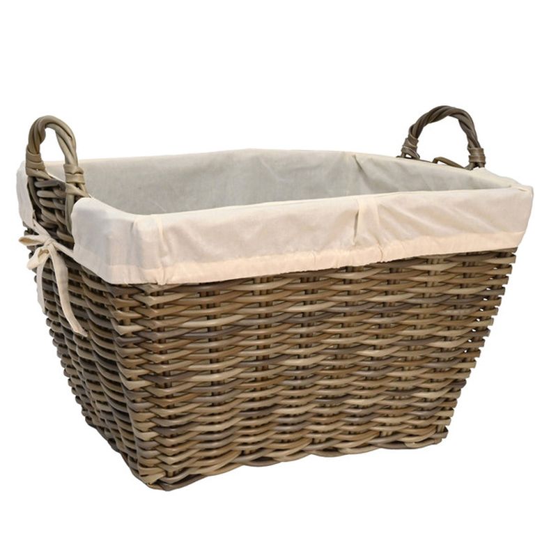 Faux Rattan Rectangular Basket With Liner